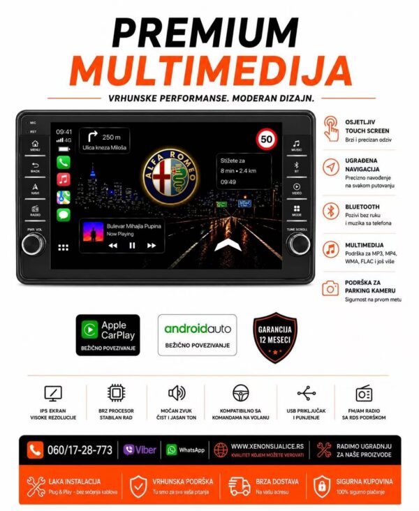 ALFA ROMEO 159,BRERA,SPIDER MULTIMEDIJA ANDROID,CAR PLAY NAVIGACIJA TOUCH SCREEN 10 INCA