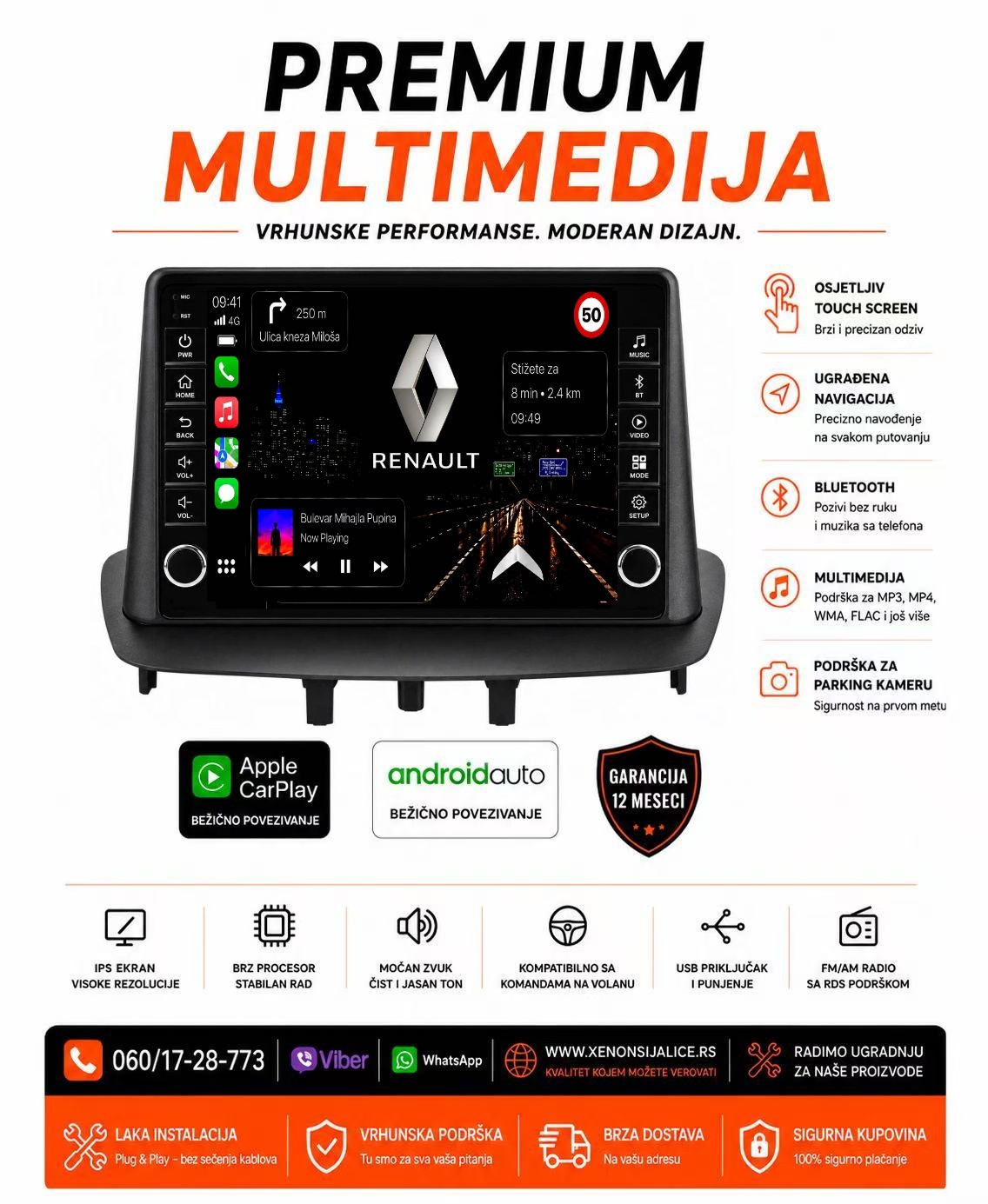 RENAULT MEGANE 3 MULTIMEDIJA ANDROID,CAR PLAY NAVIGACIJA TOUCH SCREEN 10 INCA