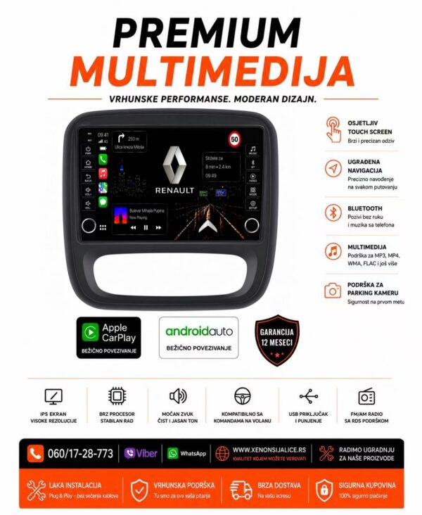 RENAULT TRAFIC MULTIMEDIJA ANDROID,CAR PLAY NAVIGACIJA TOUCH SCREEN 10 INCA