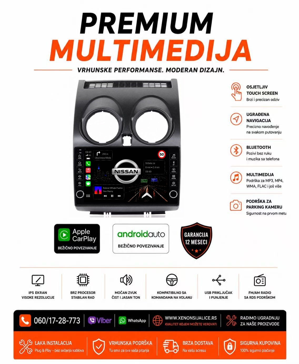 NISSAN QASHQAI MULTIMEDIJA ANDROID,CAR PLAY NAVIGACIJA TOUCH SCREEN 10 INCA