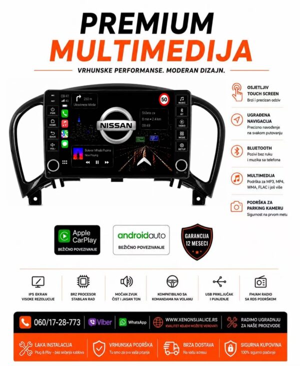 NISSAN JUKE MULTIMEDIJA ANDROID,CAR PLAY NAVIGACIJA TOUCH SCREEN 10 INCA