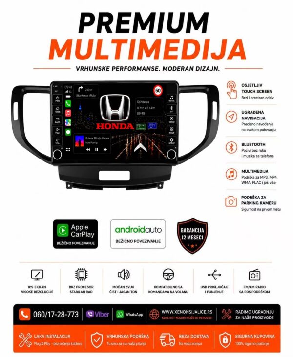 HONDA ACCORD NOVI TIP MULTIMEDIJA ANDROID,CAR PLAY NAVIGACIJA TOUCH SCREEN 10 INCA