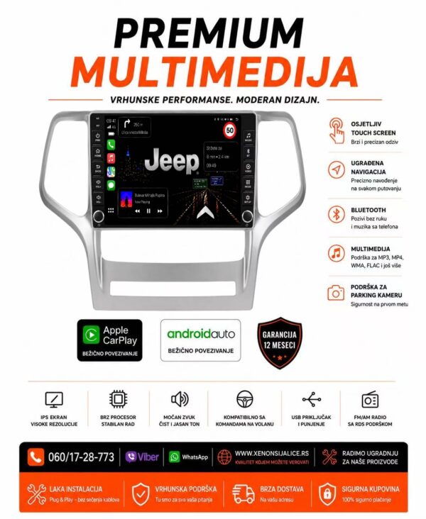 JEEP MULTIMEDIJA ANDROID,CAR PLAY NAVIGACIJA TOUCH SCREEN 10 INCA