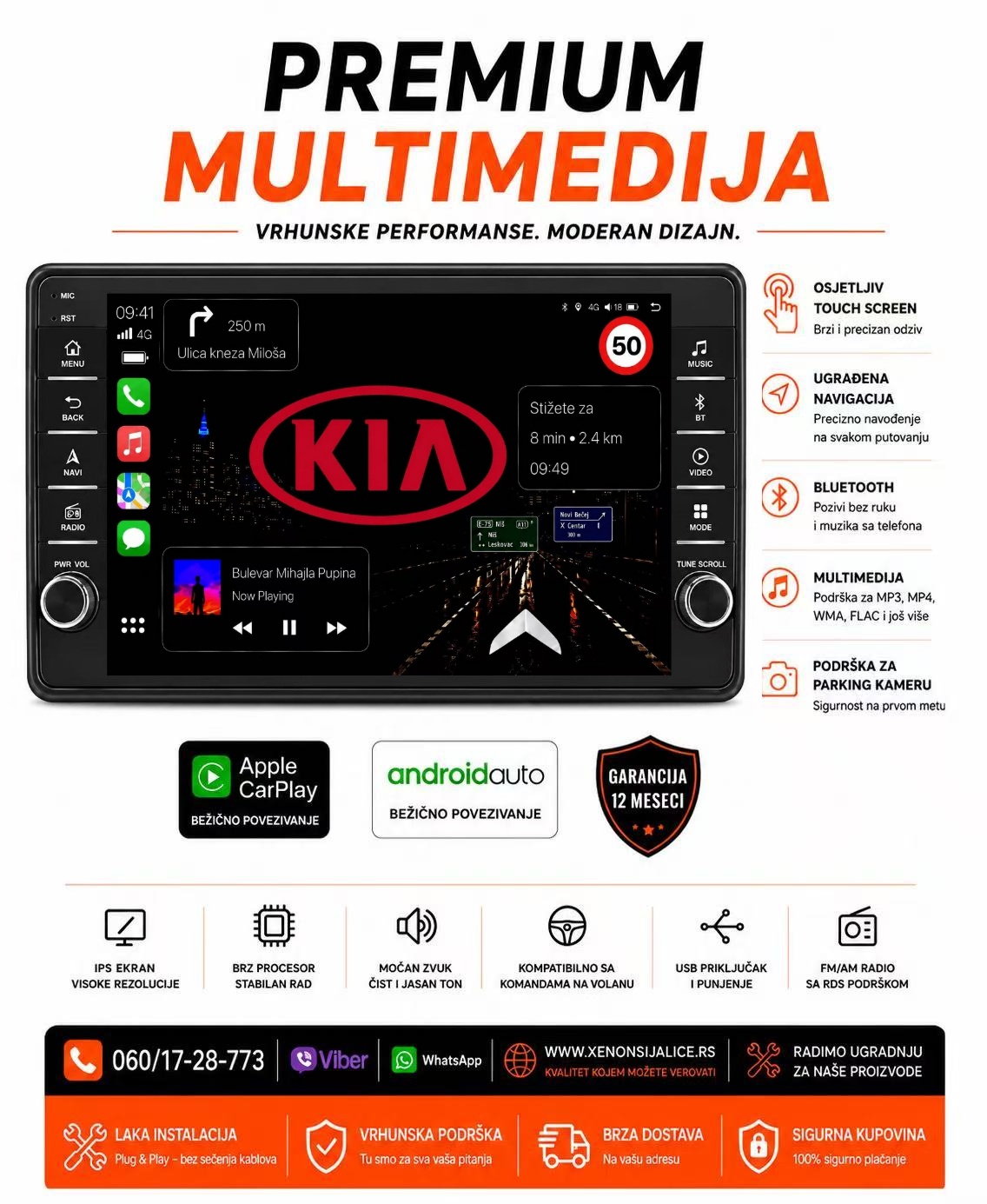 KIA CEED MULTIMEDIJA ANDROID,CAR PLAY NAVIGACIJA TOUCH SCREEN 10 INCA