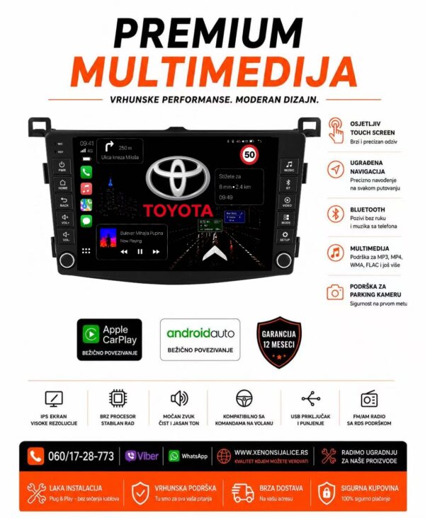 TOYOTA RAV 4 NOVI TIP MULTIMEDIJA ANDROID,CAR PLAY NAVIGACIJA TOUCH SCREEN 10 INCA