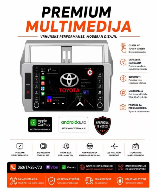 TOYOTA LAND CRUISER NOVI TIP MULTIMEDIJA ANDROID,CAR PLAY NAVIGACIJA TOUCH SCREEN 10 INCA