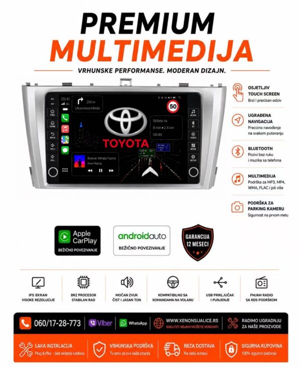 TOYOTA AVENSIS NOVI TIP MULTIMEDIJA ANDROID,CAR PLAY NAVIGACIJA TOUCH SCREEN 10 INCA