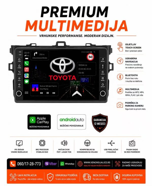 TOYOTA COROLLA NOVI TIP MULTIMEDIJA ANDROID,CAR PLAY NAVIGACIJA TOUCH SCREEN 10 INCA