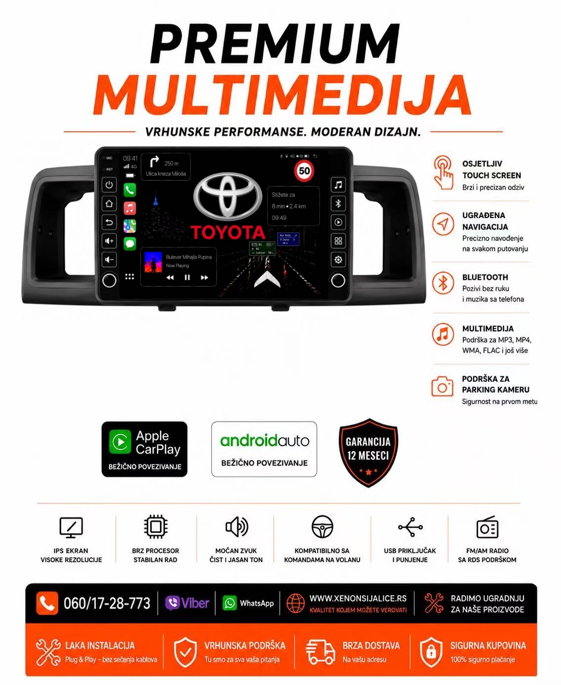 TOYOTA COROLLA MULTIMEDIJA ANDROID,CAR PLAY NAVIGACIJA TOUCH SCREEN 10 INCA