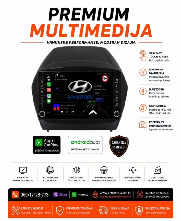 HYUNDAI TUCSON,IX35 MULTIMEDIJA ANDROID,CAR PLAY NAVIGACIJA TOUCH SCREEN 10 INCA