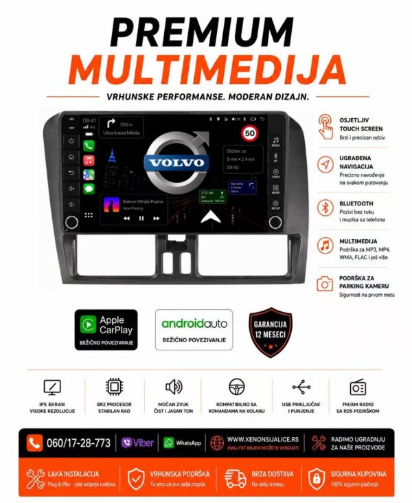 VOLVO XC 60 MULTIMEDIJA ANDROID,CAR PLAY NAVIGACIJA TOUCH SCREEN 10 INCA