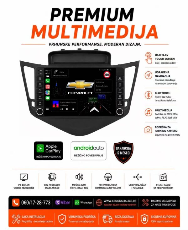 CHEVROLET CRUZE MULTIMEDIJA ANDROID,CAR PLAY NAVIGACIJA TOUCH SCREEN 10 INCA