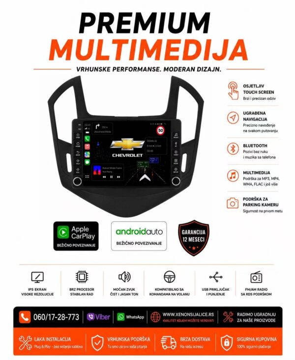 CHEVROLET CRUZE NOVI TIP MULTIMEDIJA ANDROID,CAR PLAY NAVIGACIJA TOUCH SCREEN 10 INCA