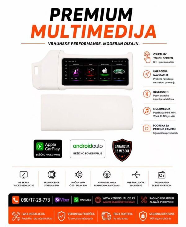 LAND ROVER RANGE ROVER DISCOVERY MULTIMEDIJA ANDROID I CAR PLAY NAVIGACIJA TOUCH SCREEN 12 INCA