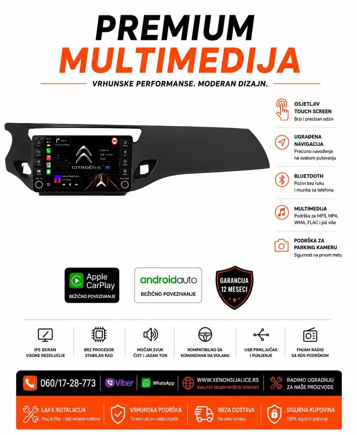 CITROEN C3 MULTIMEDIJA ANDROID,CAR PLAY NAVIGACIJA TOUCH SCREEN 10 INCA