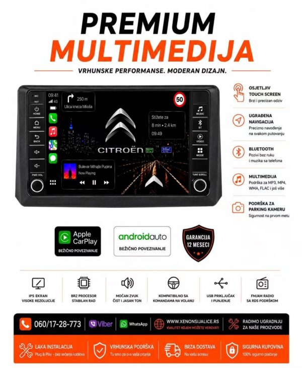 CITROEN C5 MULTIMEDIJA ANDROID,CAR PLAY NAVIGACIJA TOUCH SCREEN 10 INCA
