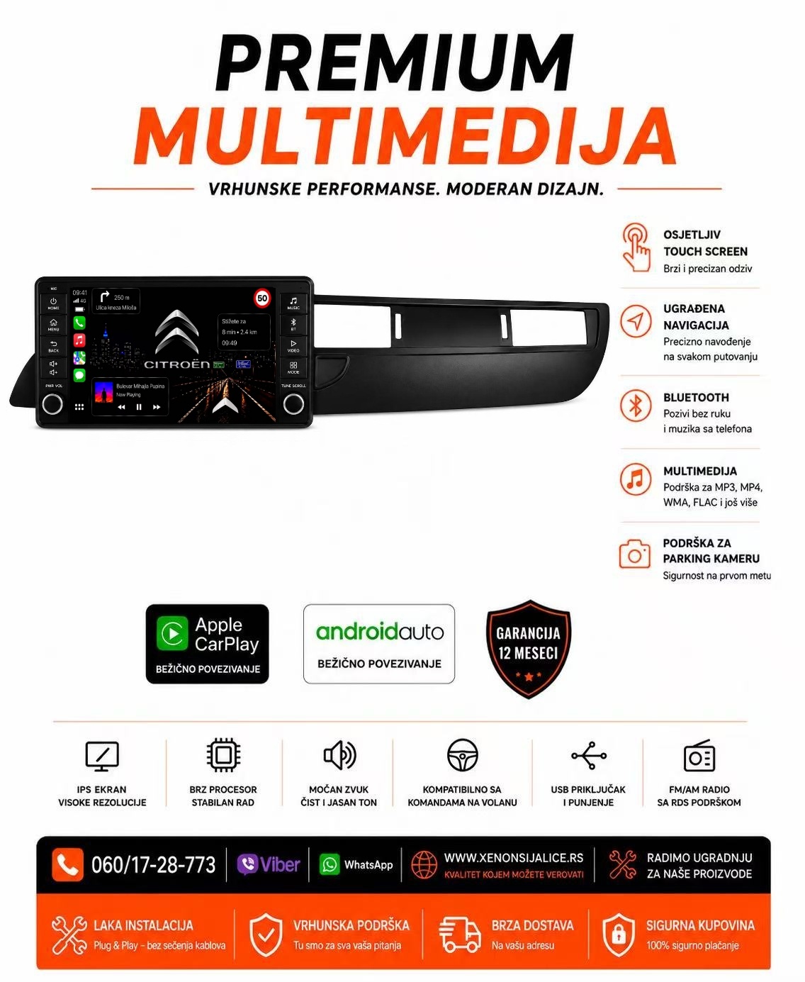 CITROEN C5 MULTIMEDIJA ANDROID,CAR PLAY NAVIGACIJA TOUCH SCREEN 10 INCA