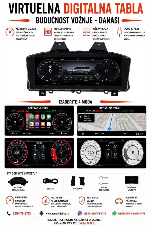 VIRTUELNA DIGITALNA TABLA LAND ROVER RANGE ROVER SPORT 2013-2017