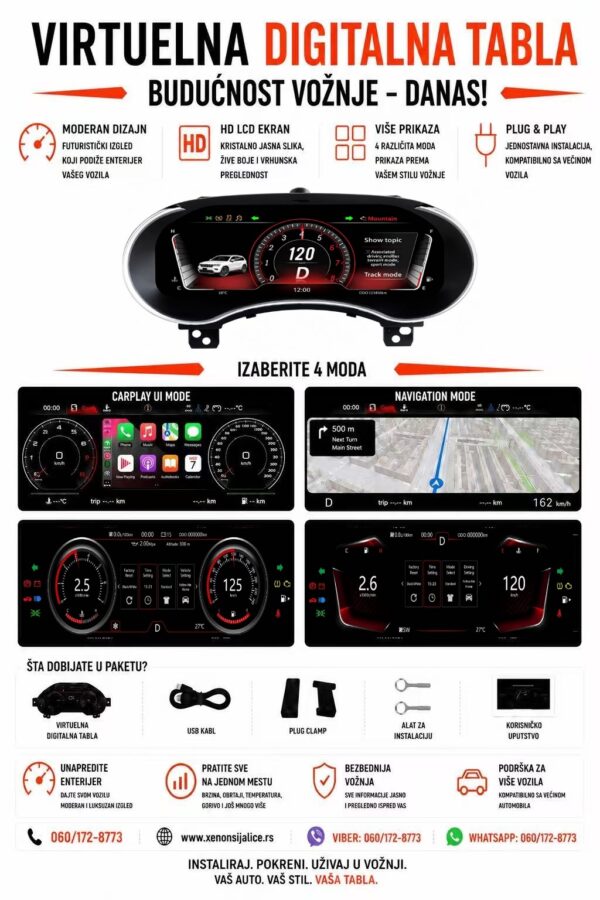 VIRTUELNA DIGITALNA TABLA JEEP CHEROKEE 2014-2018