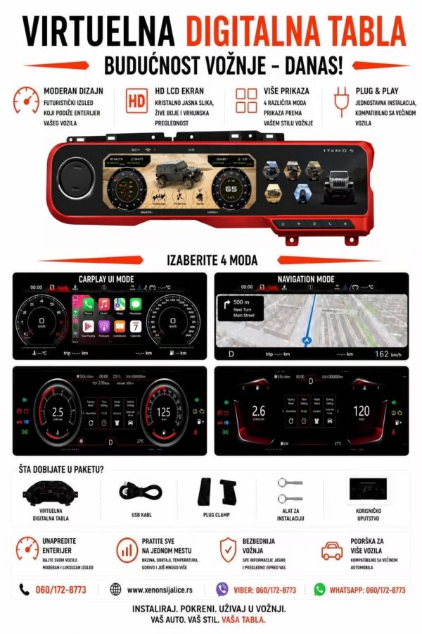 VIRTUELNA DIGITALNA TABLA JEEP WRANGLER 2018-2022