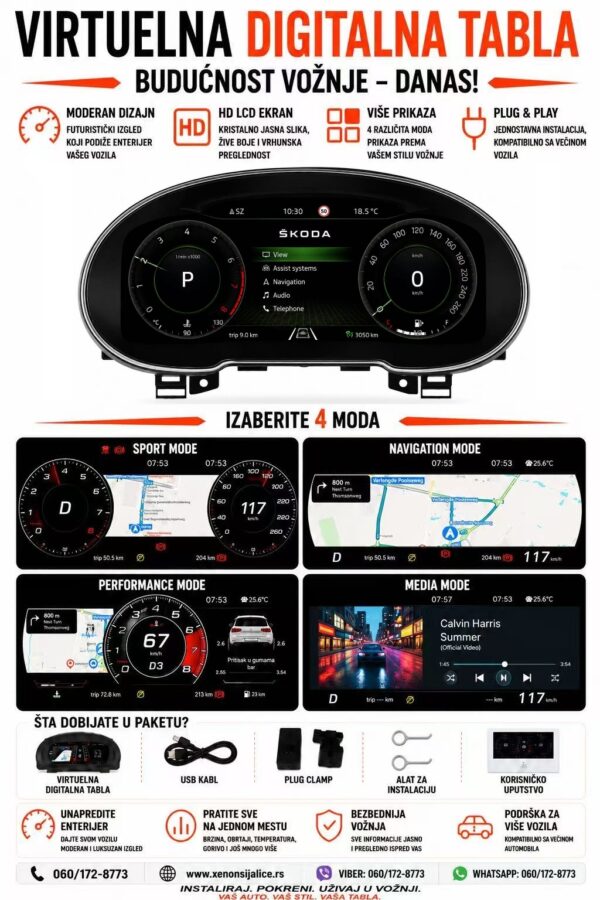 VIRTUELNA DIGITALNA TABLA SKODA OCTAVIA 2016-2022