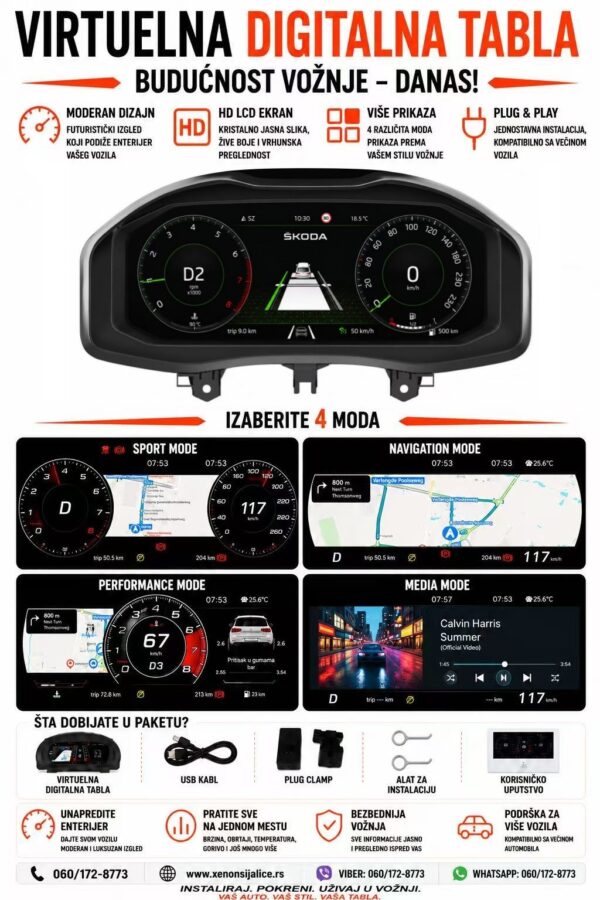 VIRTUELNA DIGITALNA TABLA SKODA KODIAQ 2017-2020