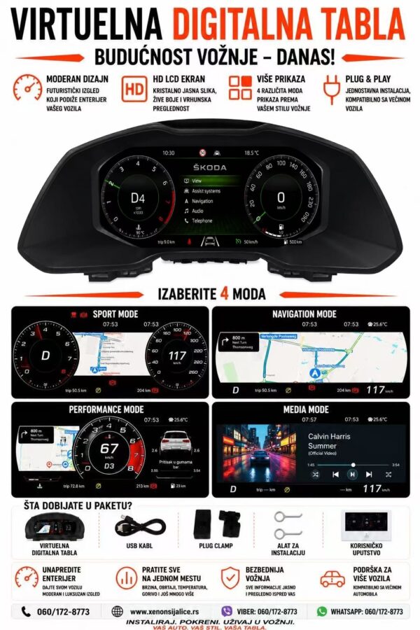 VIRTUELNA DIGITALNA TABLA SKODA SUPERB 2016-2024