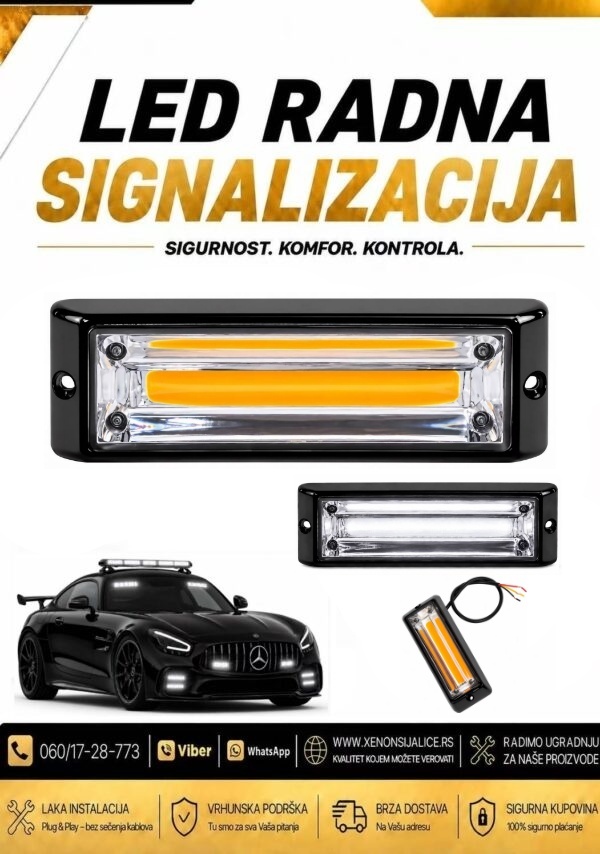 BLINKER UGRADNI SET 13cm X 4cm BELI 12v/24v