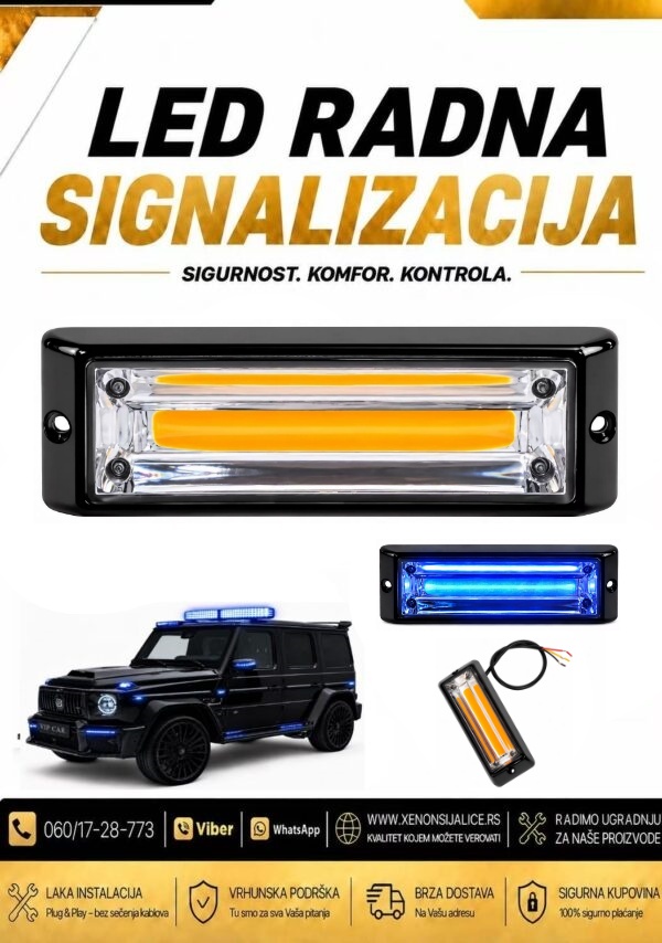 BLINKER UGRADNI SET 13cm X 4cm PLAVI 12v/24v