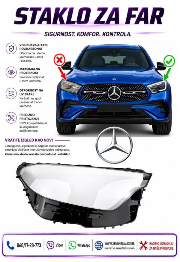 STAKLO FARA MERCEDES GLC KLASA X254/C254 22-26 STAKLO ZA FAR