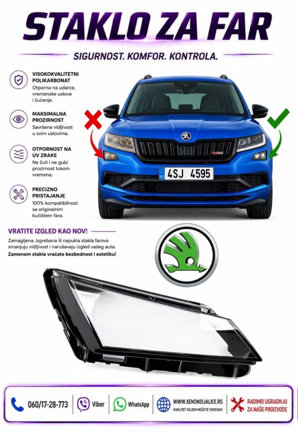 STAKLO MAGLENKE SKODA KODIAQ 16-21 STAKLO ZA MAGLENKU