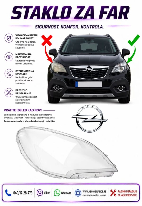 STAKLO FARA OPEL MOKKA 12-16 STAKLO ZA FAR