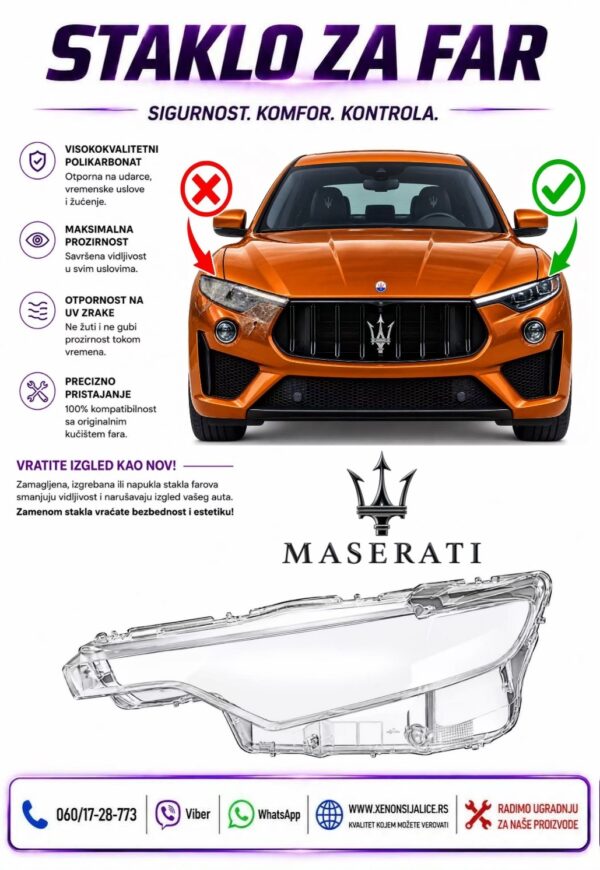 STAKLO FARA MASERATI LEVANTE 16-23 STAKLO ZA FAR