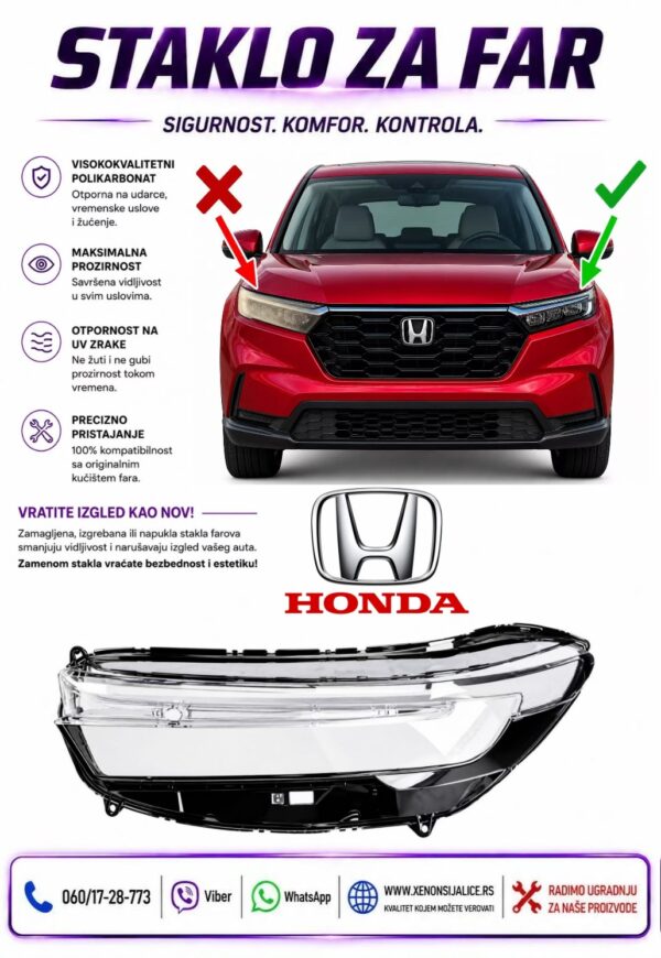 STAKLO FARA HONDA CRV 21-25 STAKLO ZA FAR