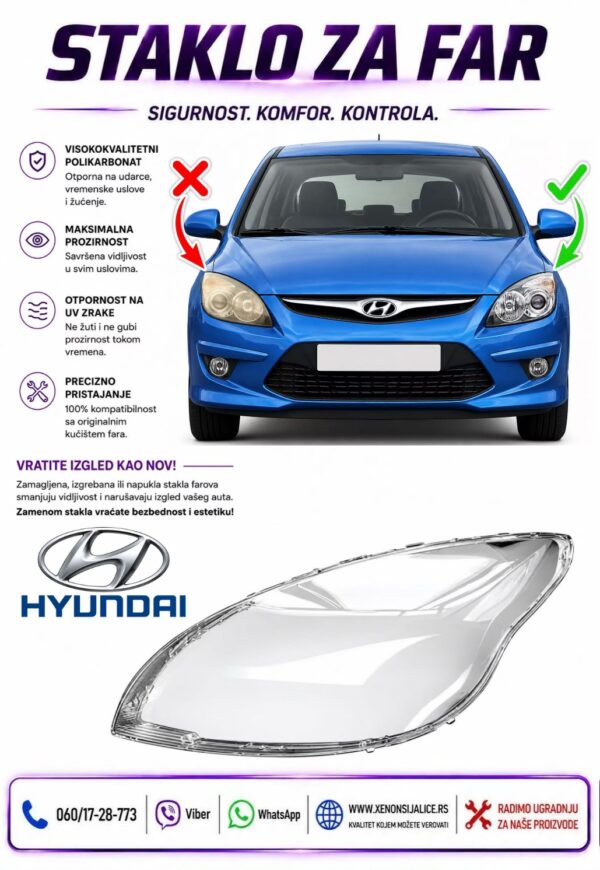 STAKLO FARA HYUNDAI I30 07-12 STAKLO ZA FAR