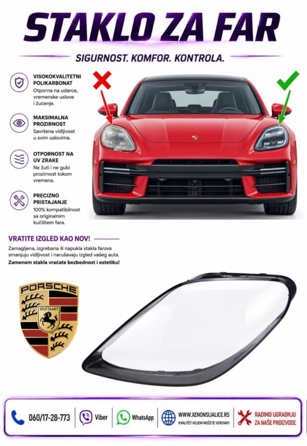 STAKLO FARA PORSCHE PANAMERA 23-26 STAKLO ZA FAR