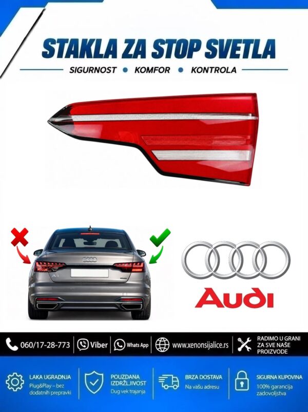 STAKLO ZA STOP SVETLO UNUTRASNJE AUDI A4 20-24