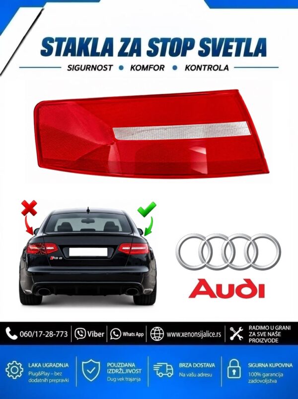 STAKLO ZA STOP SVETLO SPOLJNO AUDI A6 08-12