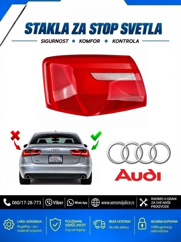STAKLO ZA STOP SVETLO SPOLJNO AUDI A6 12-15