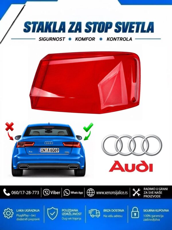 STAKLO ZA STOP SVETLO SPOLJNO AUDI A6 15-18