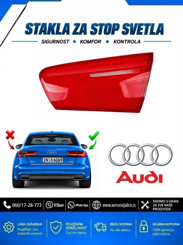 STAKLO ZA STOP SVETLO UNUTRASNJE AUDI A6 15-18