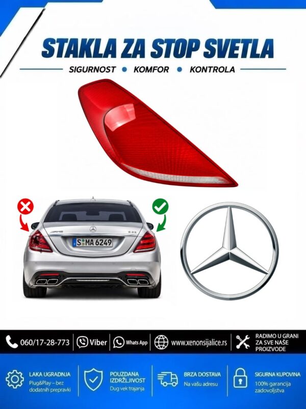 STAKLO ZA STOP SVETLO MERCEDES S KLASA W222 13-17