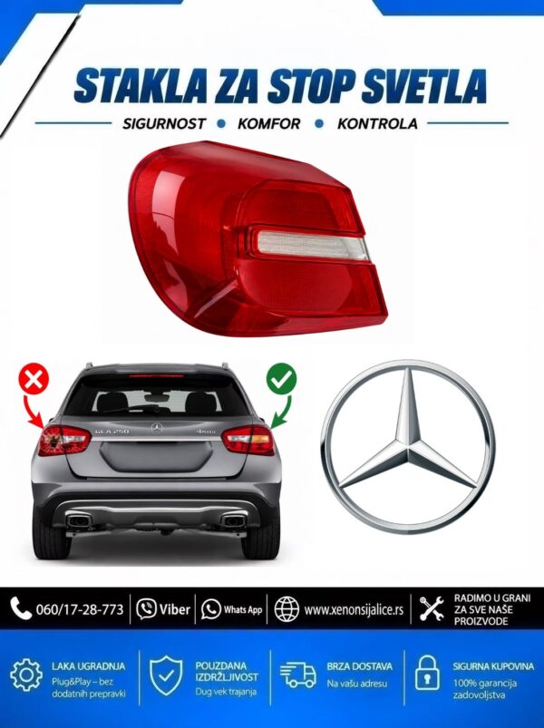 STAKLO ZA STOP SVETLO SPOLJNO MERCEDES GLA X156 14-17