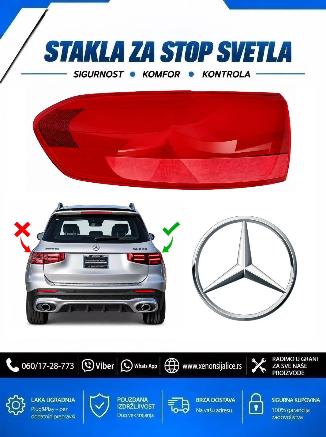 STAKLO ZA STOP SVETLO SPOLJNO MERCEDES GLB X247 24-26