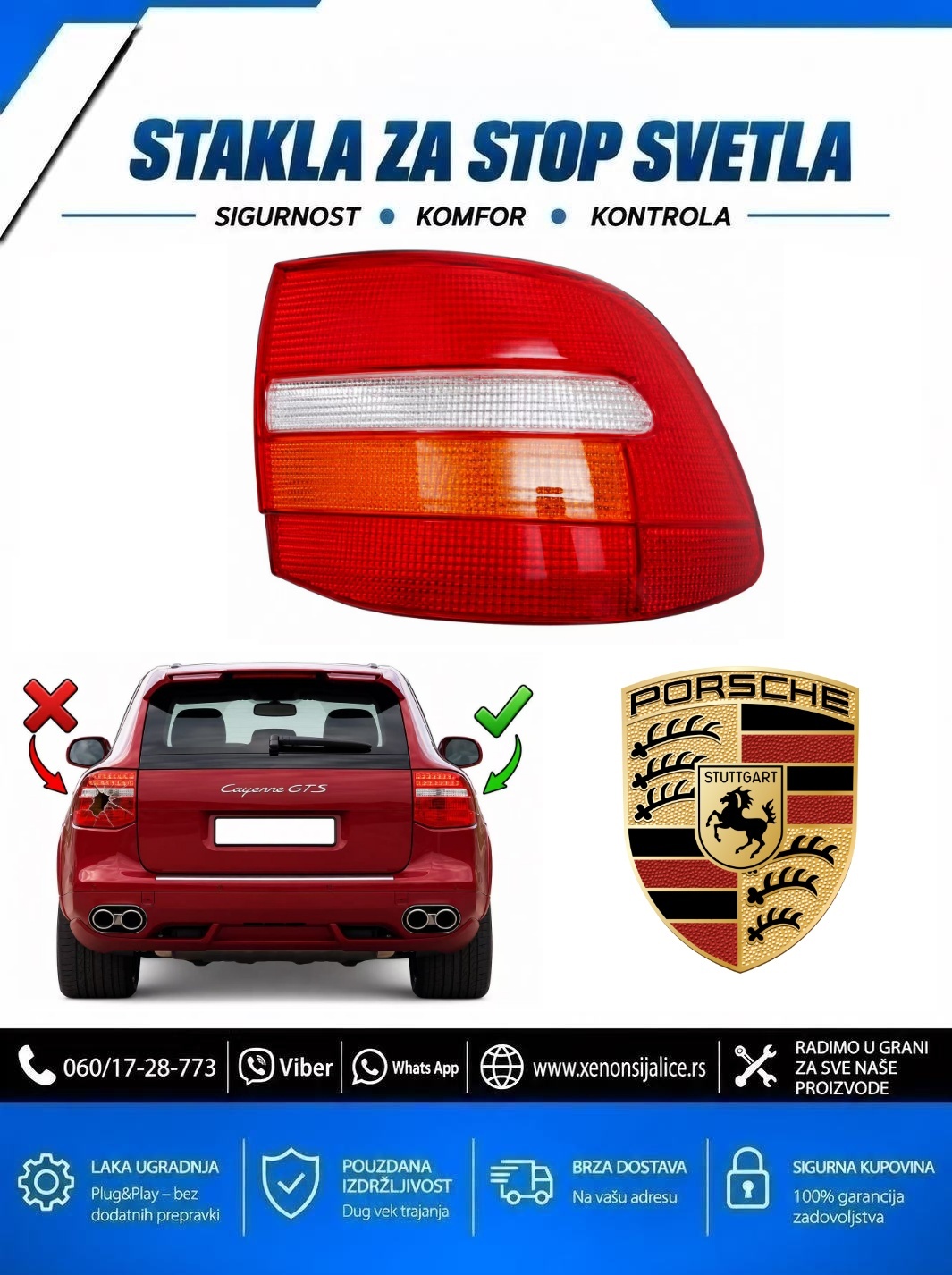 STAKLO ZA STOP SVETLO PORSCHE CAYENNE 07-10