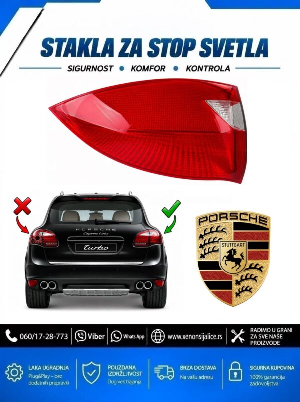 STAKLO ZA STOP SVETLO SPOLJNO PORSCHE CAYENNE 10-15