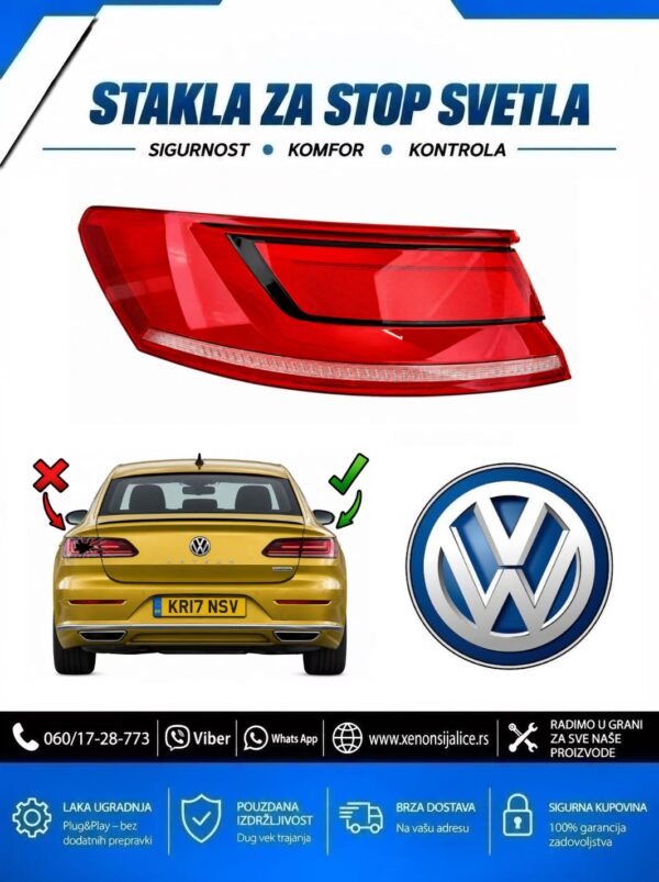 STAKLO ZA STOP SVETLO SPOLJNO VW PASSAT CC 18-23