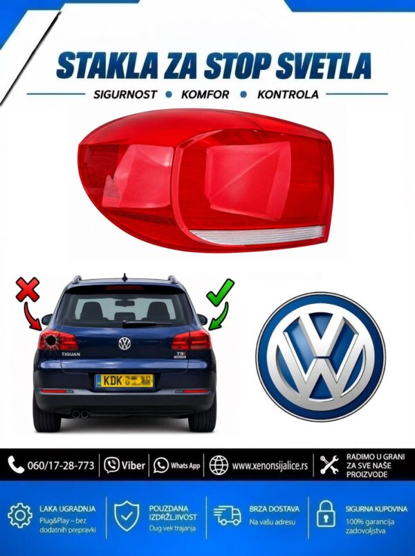 STAKLO ZA STOP SVETLO SPOLJNO VW TIGUAN 13-17