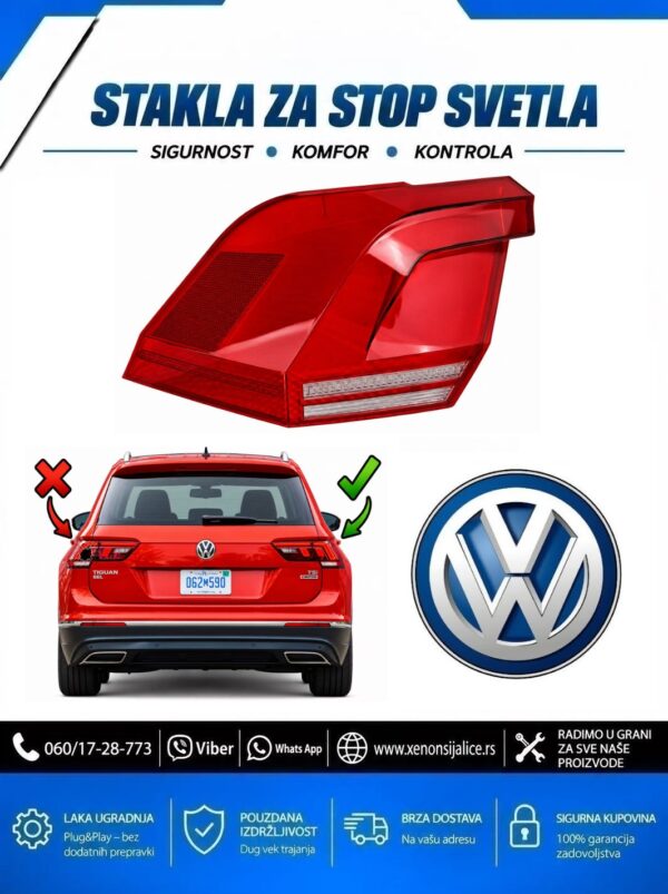 STAKLO ZA STOP SVETLO SPOLJNO VW TIGUAN 17-22 LED