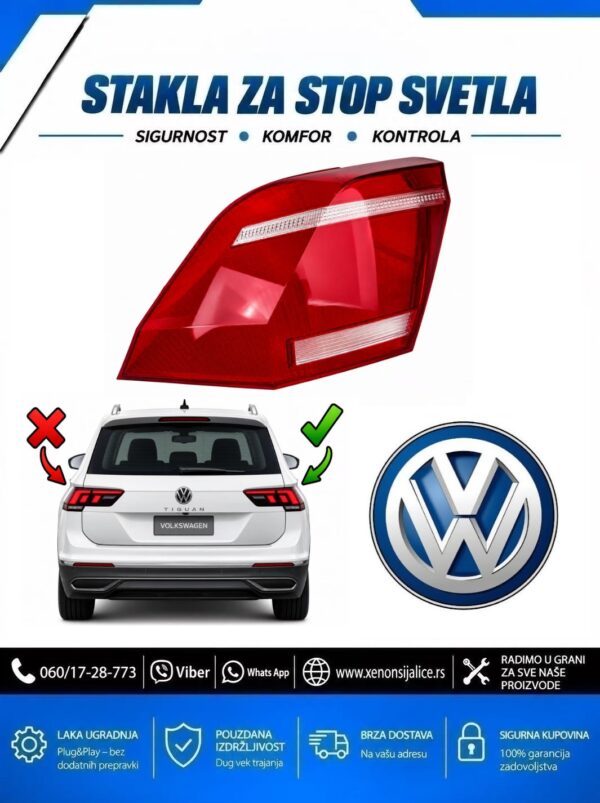 STAKLO ZA STOP SVETLO SPOLJNO VW TIGUAN 22-25